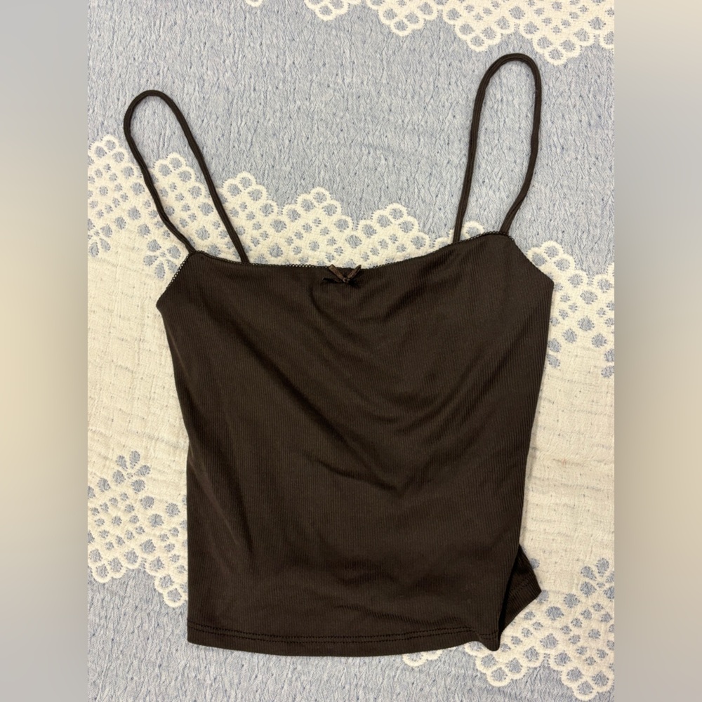 Ardene Dark Brown Women's Tank Top With Bow Detail
